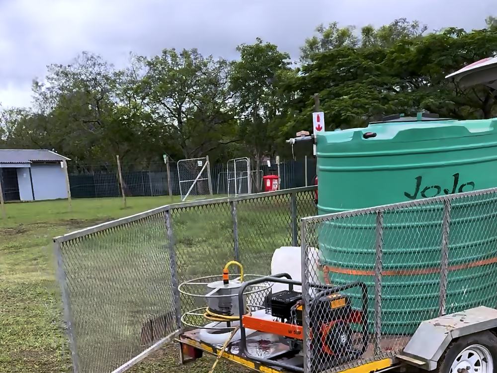 Water tank and pump rig set up for a treatment in the KZN Midlands