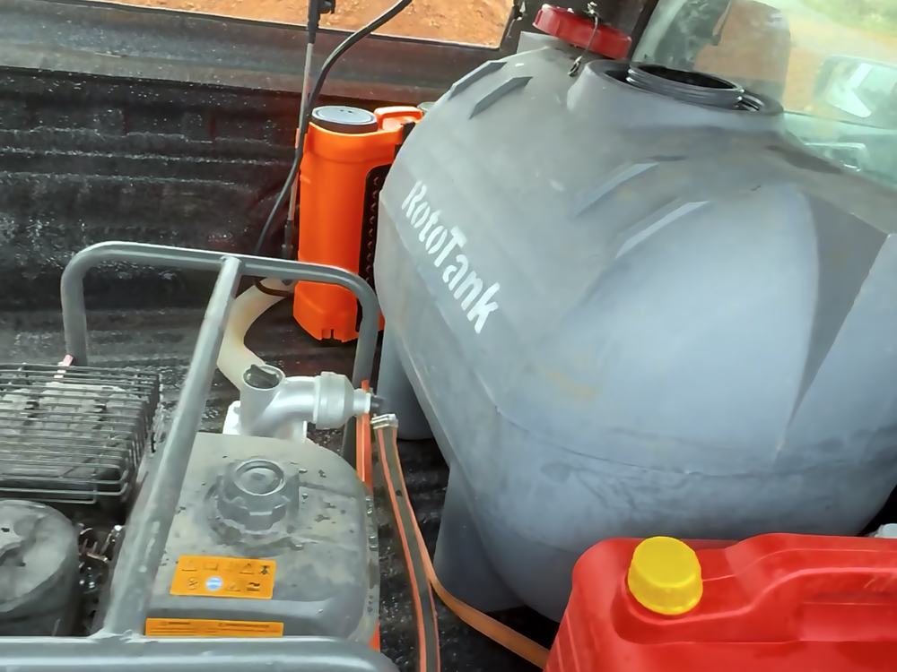 Termiticide pre-mixed on site to the correct application rate for the area being treated